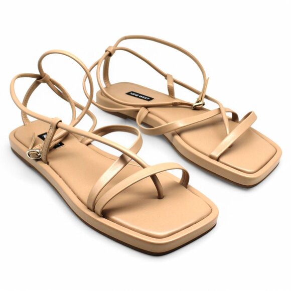 Nine West Waren Ankle Wrap Flat Sandals - Effortless Style and Comfort in Light - Picture 1 of 8